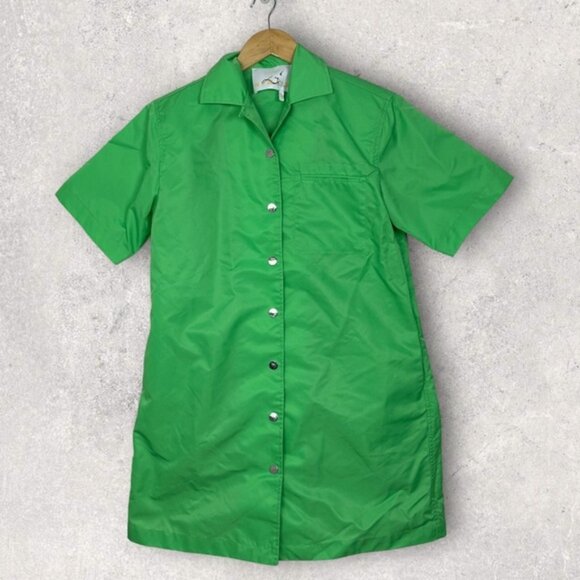 NEW Remain Birger Christensen Green Storm Mini Dress Size 4 Collared Bright NWOT - Picture 4 of 13
